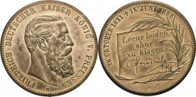 Brandenburg-Preußen
Friedrich III. 1888 Versilberte Bronzemedaille 1888. Auf seinen Tod. Kopf nach rechts / Tafel mit 4 Zeilen Schrift neben Palmzwei...