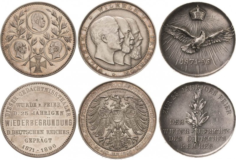 Brandenburg-Preußen
Wilhelm II. 1888-1918 Silbermedaille 1896 (unsigniert) 25-j...
