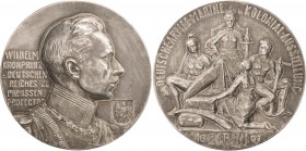 Brandenburg-Preußen
Wilhelm II. 1888-1918 Versilberte Bronzemedaille 1907 (A.M. Wolff) Deutsche Armee-, Marine- und Kolonialausstellung in Berlin. Br...