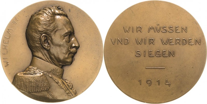 Brandenburg-Preußen
Wilhelm II. 1888-1918 Bronzemedaille 1914 (R. Marschall) Au...