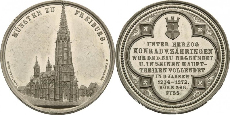 Freiburg im Breisgau
 Zinnmedaille o.J. (Drentwett/Kaemmerer) Auf das Münster. ...