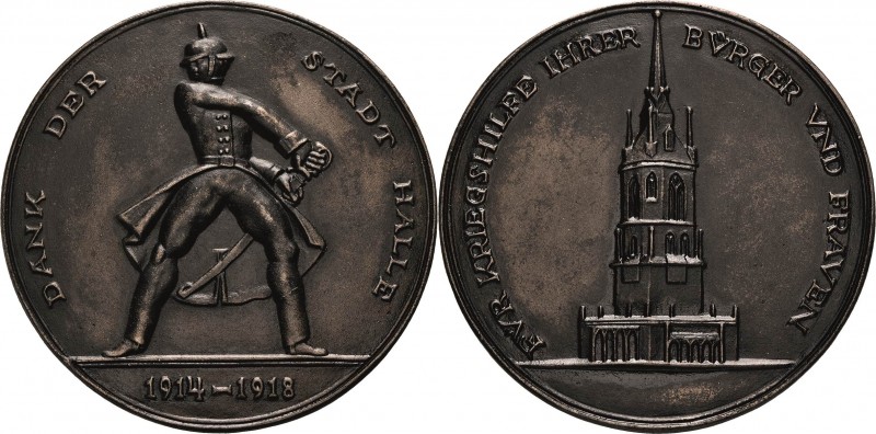 Halle/Saale
 Eisengussmedaille 1918 (G. Weidanz) Dank der Stadt Halle für Krieg...