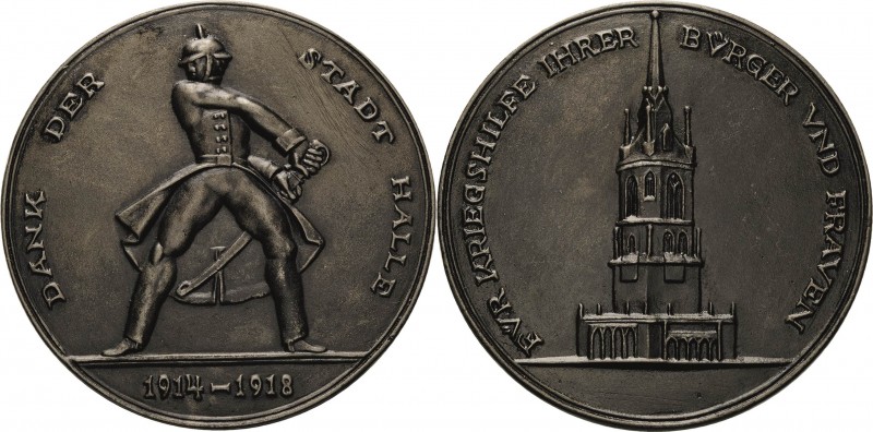 Halle/Saale
 Eisengussmedaille 1918 (G. Weidanz) Dank der Stadt Halle für Krieg...