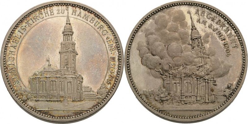 Hamburg
 Silbermedaille 1906 (Lauer) Auf den Brand in der St. Michaeliskirche. ...