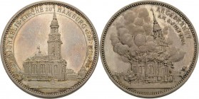 Hamburg
 Silbermedaille 1906 (Lauer) Auf den Brand in der St. Michaeliskirche. Kirchenansicht / Momentaufnahme des Brandes. Mit Randpunze: SILBER 0,9...