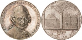 Kamenz
 Silbermedaille 1929 (Lauer) 200. Geburtstag von Gotthold Ephraim Lessing. Brustbild halbrechts / Zwischen Arkaden Ansichten von Lessings Gebu...