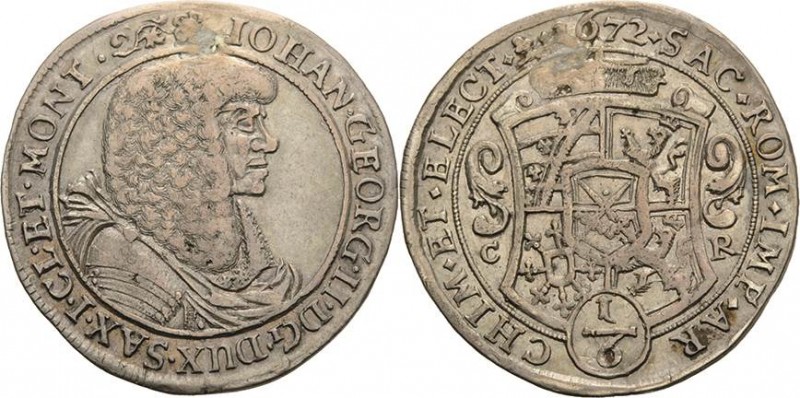 Sachsen-Kurlinie ab 1547 (Albertiner)
Johann Georg II. 1656-1680 1/6 Taler 1672...