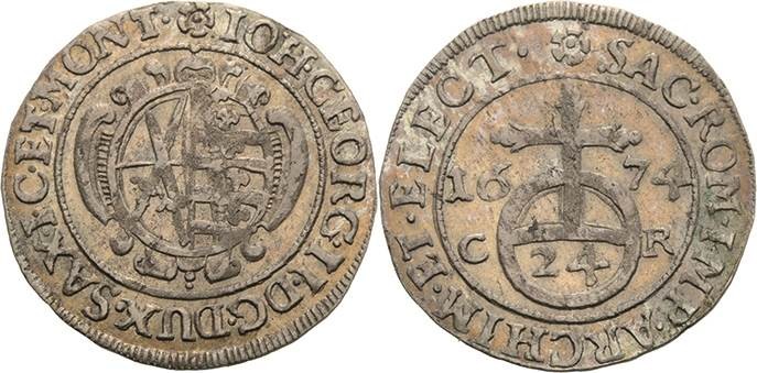 Sachsen-Kurlinie ab 1547 (Albertiner)
Johann Georg II. 1656-1680 1/24 Taler (Gr...