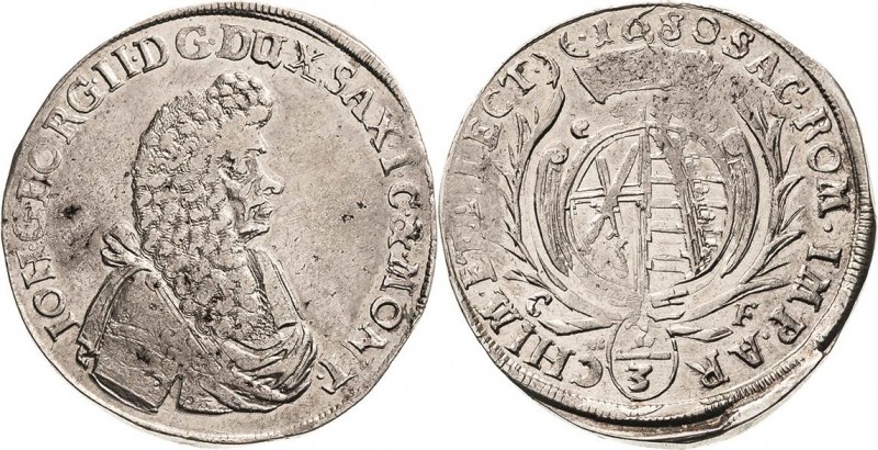 Sachsen-Kurlinie ab 1547 (Albertiner)
Johann Georg II. 1656-1680 2/3 Taler 1680...