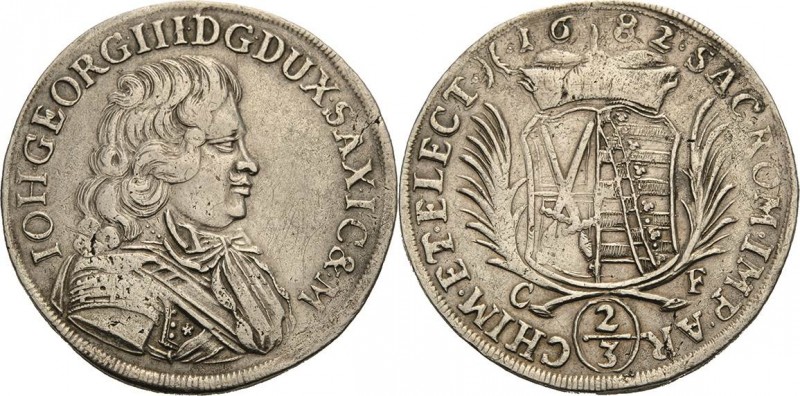 Sachsen-Kurlinie ab 1547 (Albertiner)
Johann Georg III. 1680-1691 2/3 Taler 168...