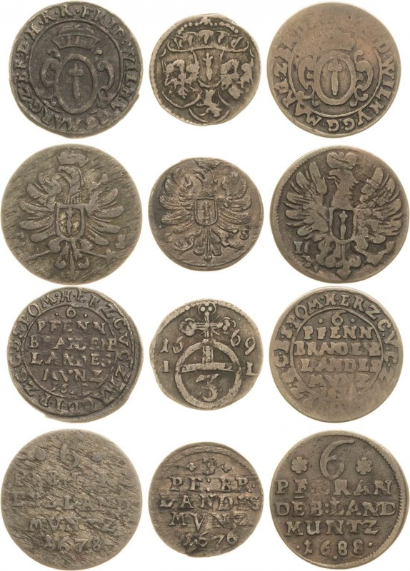 Brandenburg-Preußen-Herrscherlots
Friedrich Wilhelm 1640-1688 Lot-9 Stück 6 Pfe...