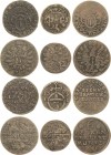 Brandenburg-Preußen-Herrscherlots
Friedrich Wilhelm 1640-1688 Lot-9 Stück 6 Pfennig 1658, 165? Berlin. 1678 CS-Berlin, 1688 ICS Magdeburg. 3 Pfennig ...