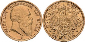 Baden
Friedrich I. 1856-1907 10 Mark 1904 G Jaeger 190 Sehr schön/fast vorzüglich