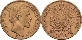 Bayern
Ludwig II. 1864-1886 10 Mark 1873 D Jaeger 193 Fast sehr schön/sehr schön