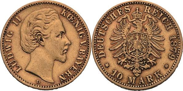 Bayern
Ludwig II. 1864-1886 10 Mark 1879 D Jaeger 196 Sehr schön-vorzüglich