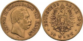 Hessen
Ludwig III. 1848-1877 10 Mark 1876 H Jaeger 216 Fast sehr schön/sehr schön