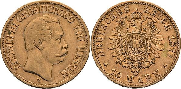 Hessen
Ludwig III. 1848-1877 10 Mark 1877 H Jaeger 216 Fast sehr schön/sehr sch...