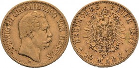 Hessen
Ludwig III. 1848-1877 10 Mark 1877 H Jaeger 216 Fast sehr schön/sehr schön
