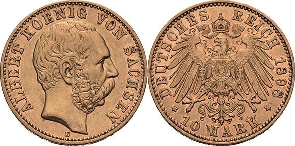 Sachsen
Albert 1873-1902 10 Mark 1898 E Jaeger 263 Sehr schön-vorzüglich