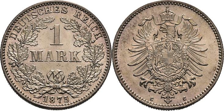Kleinmünzen
 1 Mark 1875 C Jaeger 9 Prachtvolles Exemplar. Prägefrisch