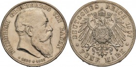 Baden
Friedrich I. 1856-1907 5 Mark 1907 (G) Auf seinen Tod Jaeger 37 Leicht berieben, kl. Randfehler, fast vorzüglich/vorzüglich