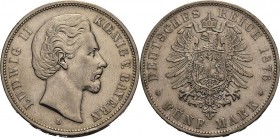 Bayern
Ludwig II. 1864-1886 5 Mark 1876 D Jaeger 42 Kl. Randfehler, sehr schön-vorzüglich