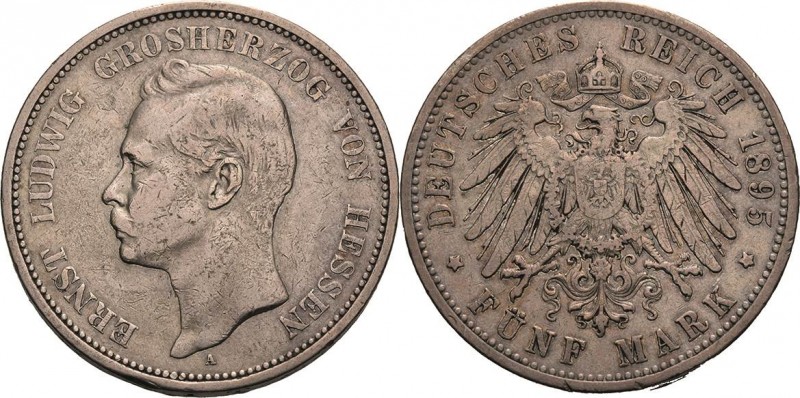 Hessen
Ernst Ludwig 1892-1918 5 Mark 1895 A Jaeger 73 Sehr schön-