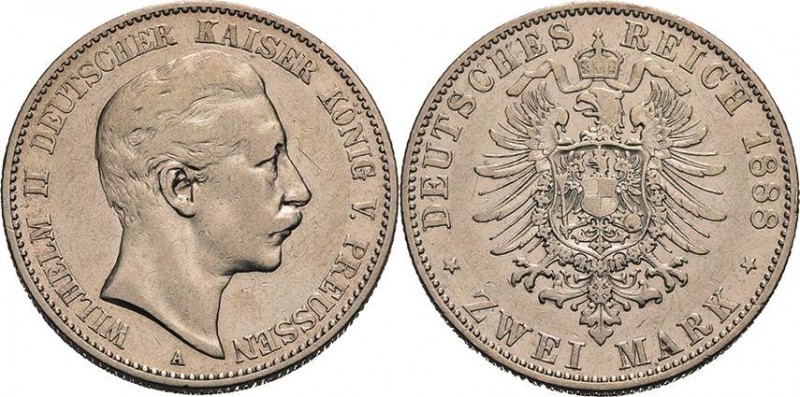 Preußen
Wilhelm II. 1888-1918 2 Mark 1888 A Jaeger 100 Fast sehr schön