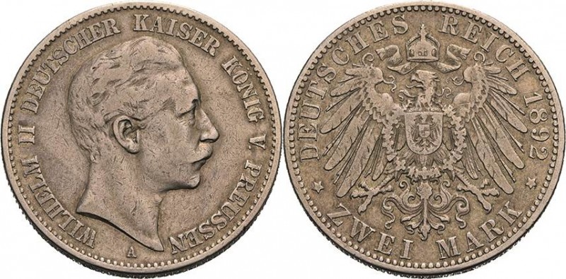 Preußen
Wilhelm II. 1888-1918 2 Mark 1892 A Jaeger 102 Seltener Jahrgang. Fast ...