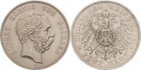 Sachsen
Albert 1873-1902 5 Mark 1901 E Jaeger 125 Berieben, fast vorzüglich