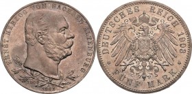 Sachsen-Altenburg
Ernst 1853-1908 5 Mark 1903 A Regierungsjubiläum Jaeger 144 Kl. Kratzer, vorzüglich-Stempelglanz