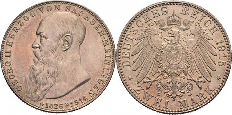 Sachsen-Meiningen
Georg II. 1866-1914 2 Mark 1915 (D) Auf seinen Tod Jaeger 154...