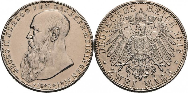 Sachsen-Meiningen
Georg II. 1866-1914 2 Mark 1915 (D) Auf seinen Tod Jaeger 154...