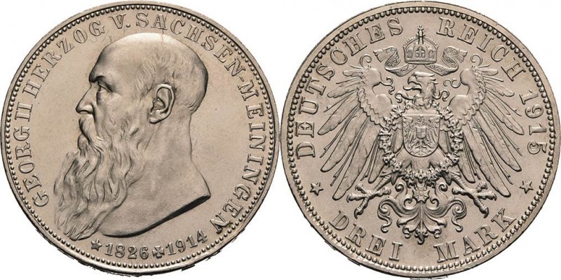 Sachsen-Meiningen
Georg II. 1866-1914 3 Mark 1915 (D) Auf seinen Tod Jaeger 155...