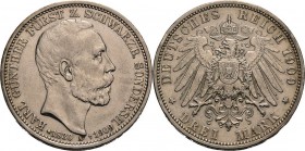 Schwarzburg-Sondershausen
Karl Günther 1880-1909 3 Mark 1909 A Auf seinen Tod Jaeger 170 Randfehler, sehr schön-vorzüglich