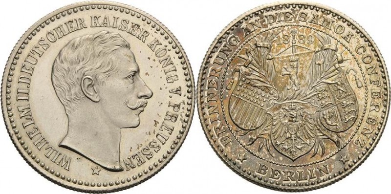 Medaillen
 Silbermedaille in 2-Mark Größe 1889 (unsigniert) Samoa-Konferenz in ...
