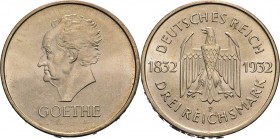 Gedenkausgaben
 3 Reichsmark 1932 F Goethe Jaeger 350 Vorzüglich-Stempelglanz