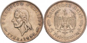 Gedenkausgaben
 5 Reichsmark 1934 F Schiller Jaeger 359 Kl. Randfehler, fast vorzüglich