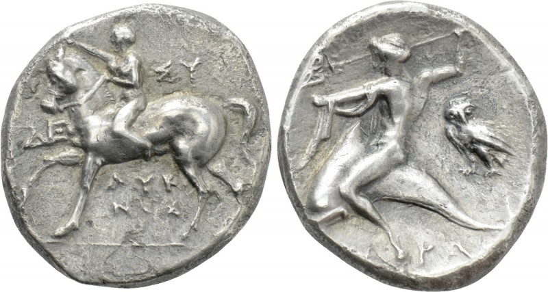 CALABRIA. Tarentum. Nomos (Circa 272-240 BC). Sy- and Lykinos, magistrates. 

...