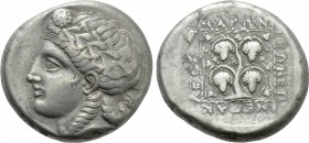 THRACE. Maroneia. Tridrachm (Circa 386/5-348/7 BC). Megakleos, magistrate.