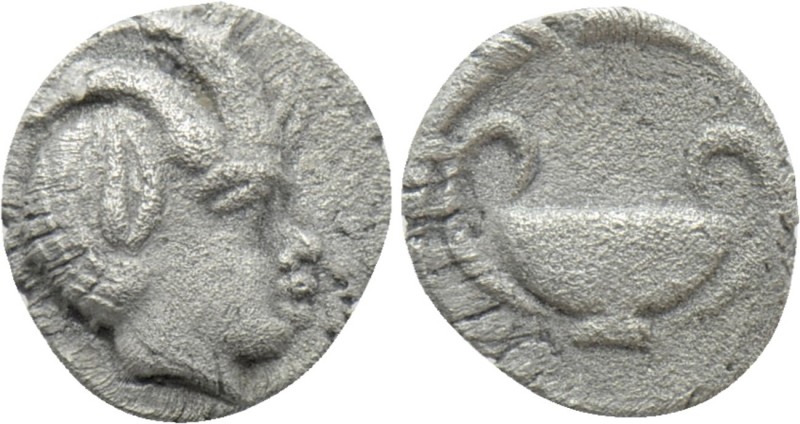 ASIA MINOR. Uncertain. Hemiobol (4th century BC). 

Obv: Horned head of Pan ri...