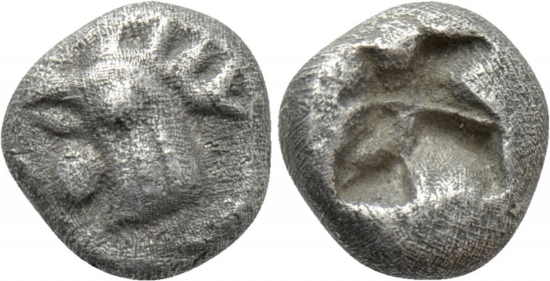 TROAS. Dardanos. Obol (5th century BC). 

Obv: Head of cock left.
Rev: Quadri...