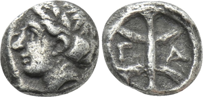 TROAS. Gargara. Hemiobol (Circa 440-400 BC). 

Obv: Female head left.
Rev: Γ ...