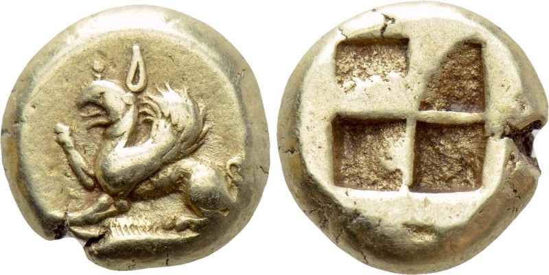 MYSIA. Kyzikos. EL Hekte (Circa 500-450 BC).

Obv: Griffin seated left, raisin...