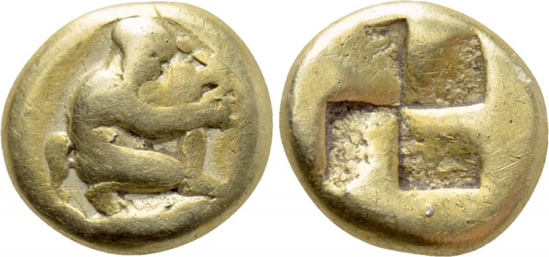 MYSIA. Kyzikos. 1/12 Stater (Circa 5th - 4th BC). 

Obv: Silenos crouching rig...