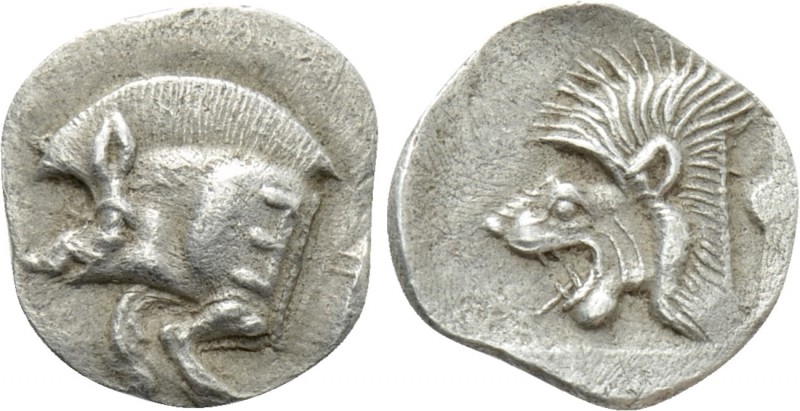 MYSIA. Kyzikos. Obol (Circa 450-400 BC). 

Obv: Forepart of boar left, with Ǝ ...