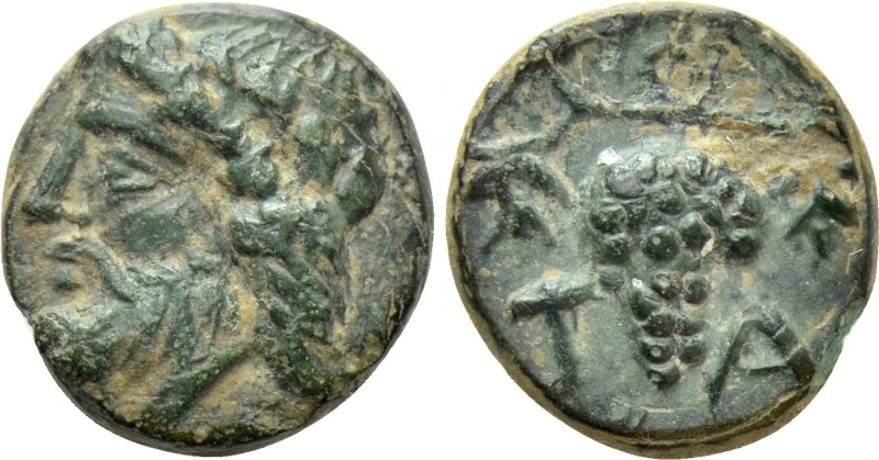AEOLIS. Temnos. Ae (3rd century BC). 

Obv: Head of Dionysos left, wearing ivy...