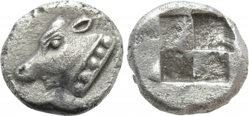 IONIA. Uncertain (Samos?). Obol (6th century BC). 

Obv: Head of calf left.
R...