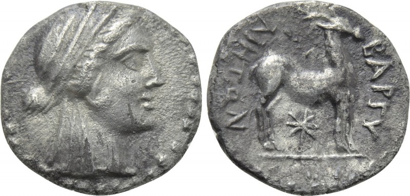 CARIA. Bargylia. Drachm (2nd-1st centuries BC). 

Obv: Veiled head of Artemis ...