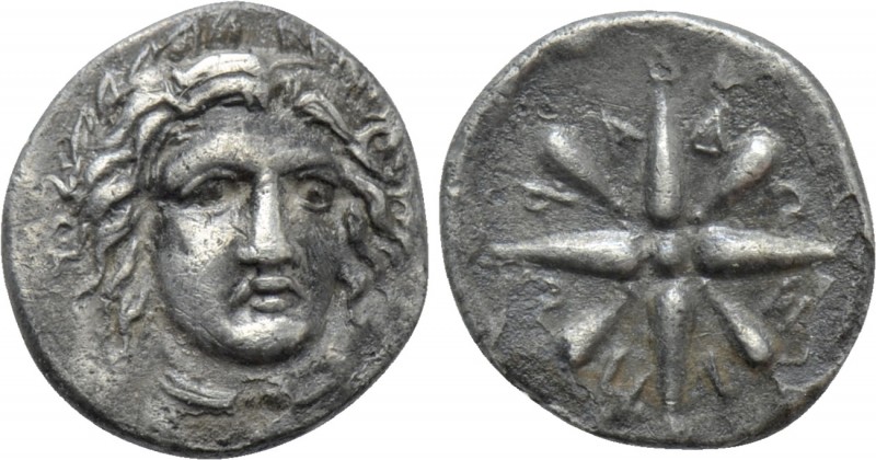 SATRAPS OF CARIA. Pixodaros (Circa 341/0-336/5 BC). 1/4 Drachm. 

Obv: Laureat...